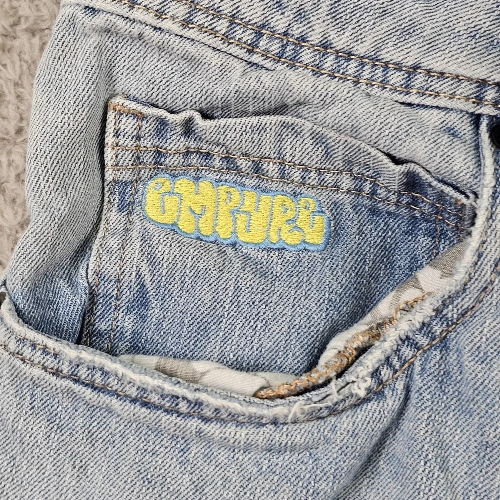 Empyre Denim Shorts Mens 38 Light Wash Relaxed Fit Cartoon Flip Phone Y2K